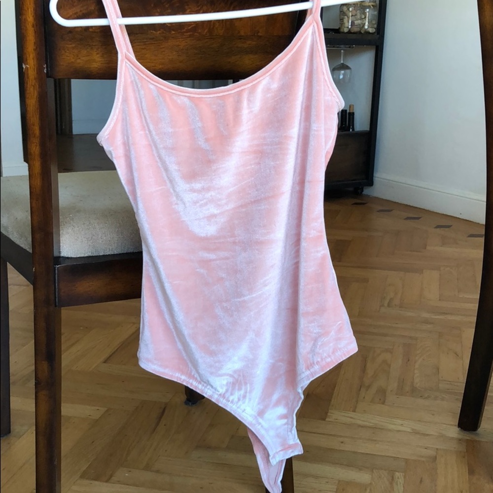 Honey Punch pink velvet bodysuit